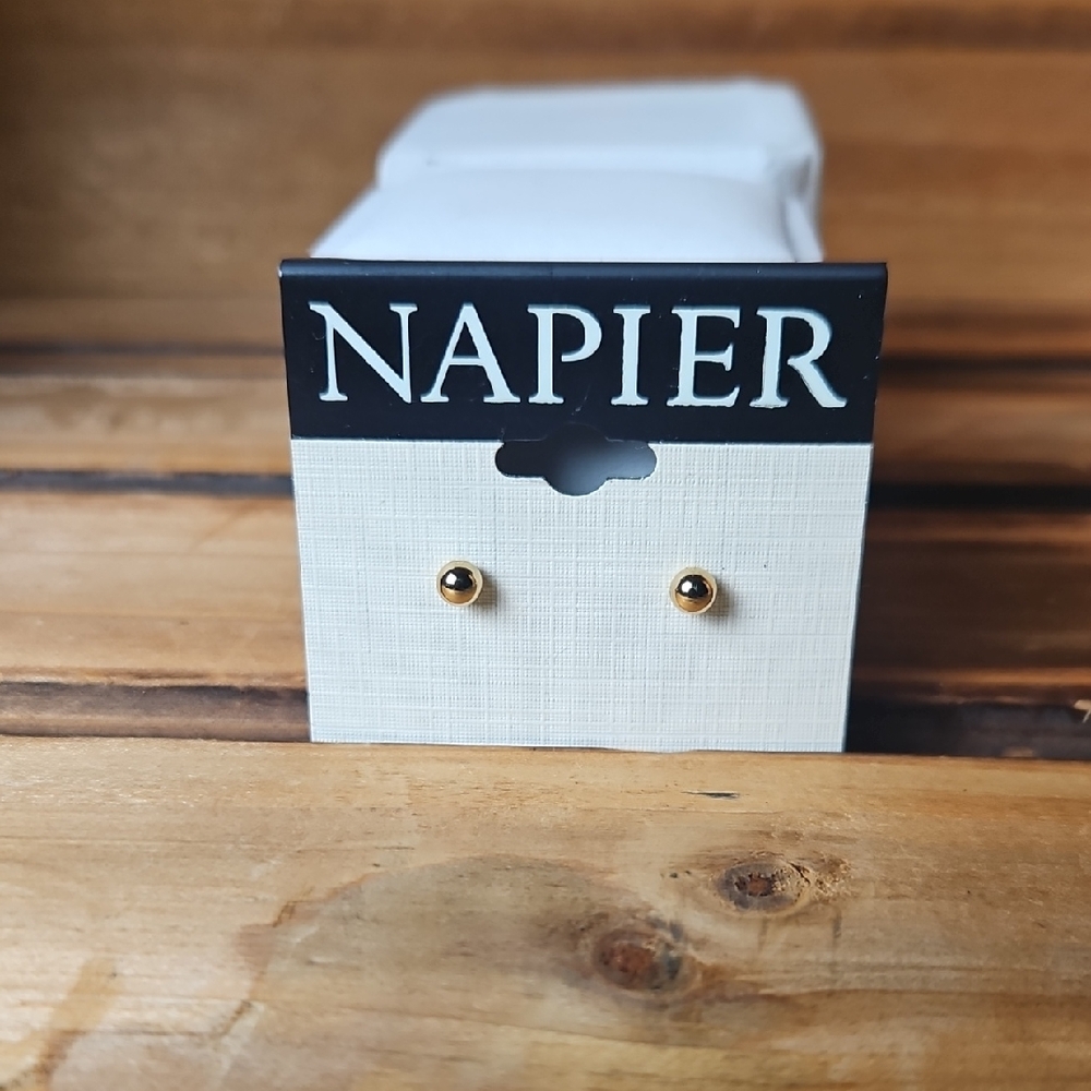 Napier Classic Gold Ball Stud Earrings, Small